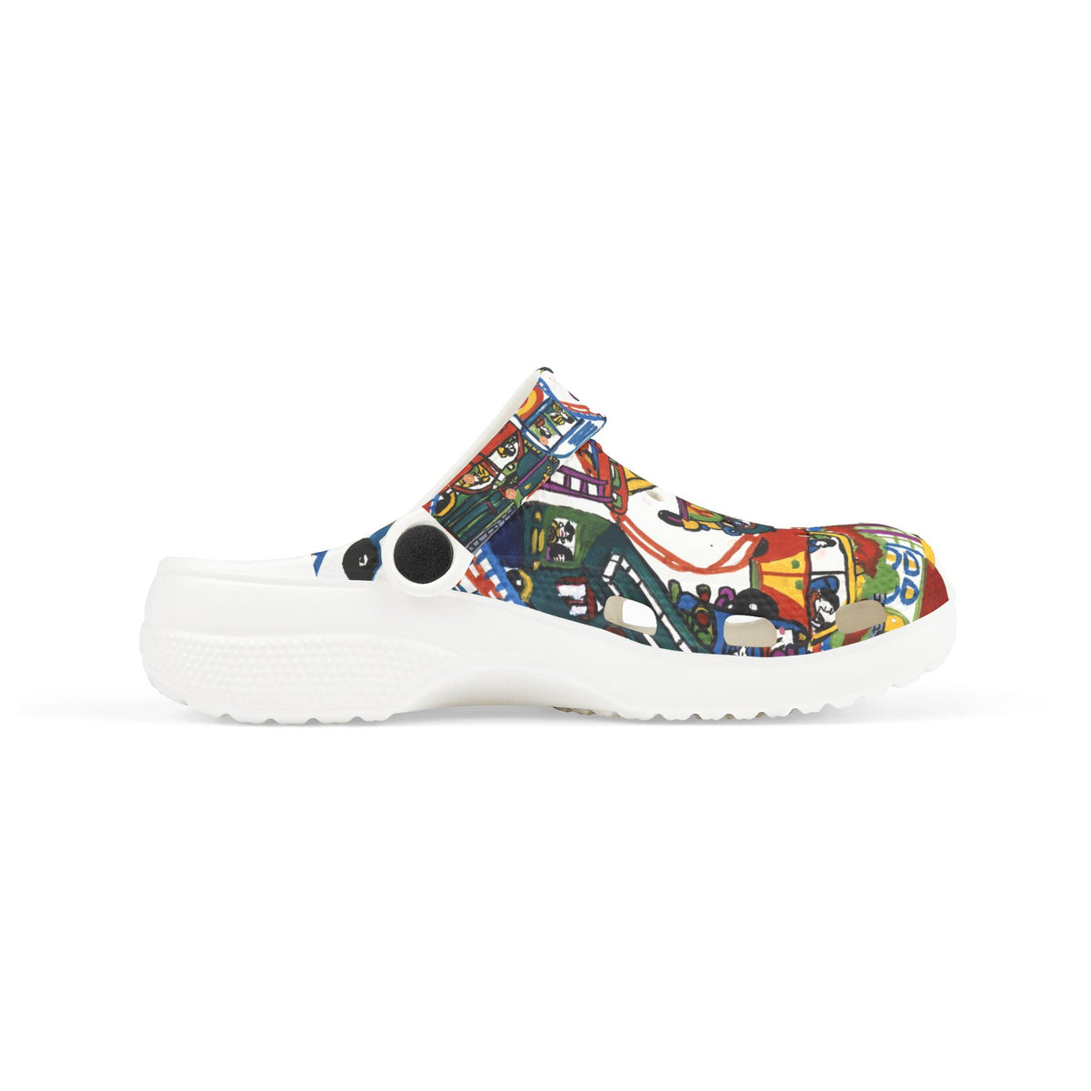 Kids Foam Clogs — Colorful Cartoon Vehicles All-Over Print