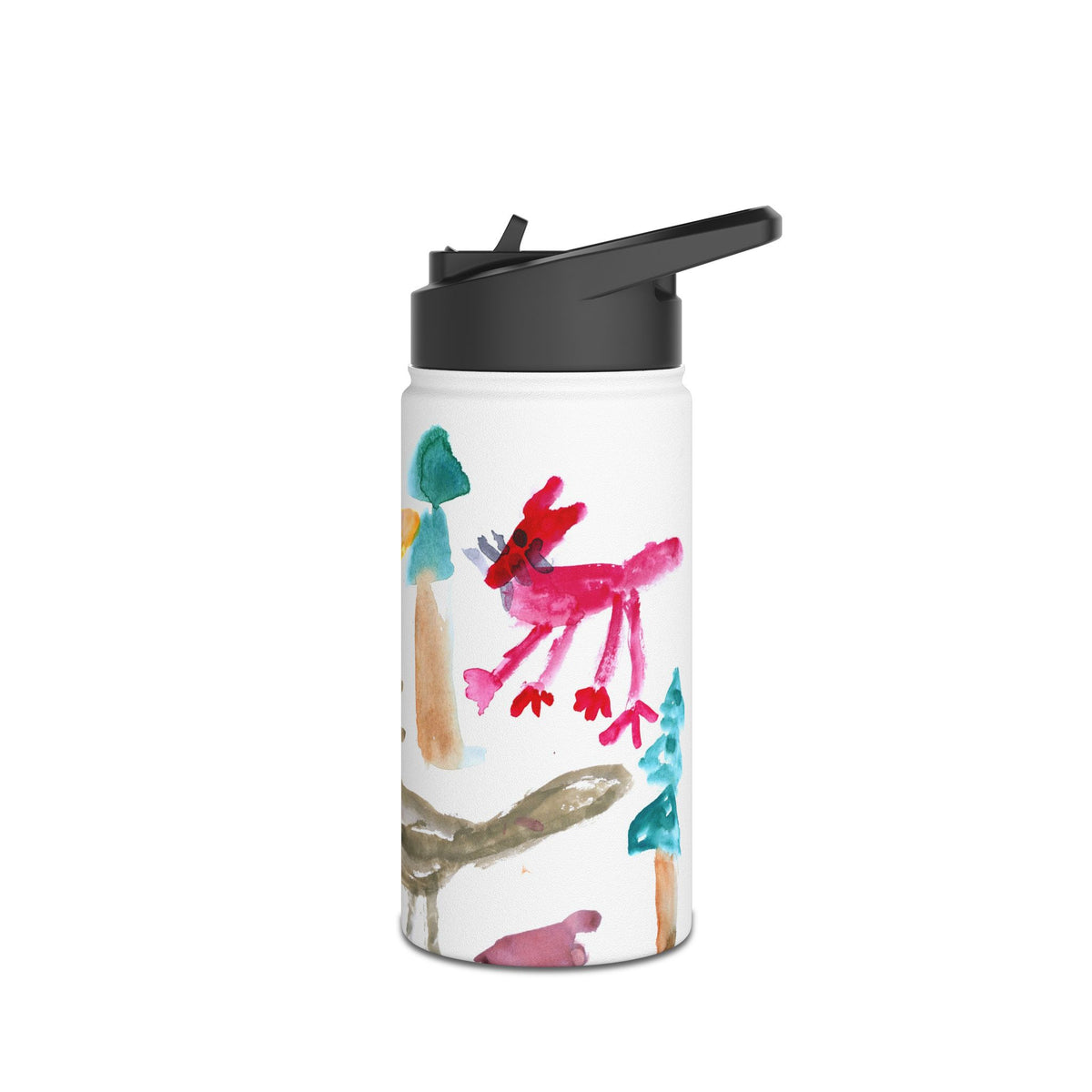 "Foxes" Kids' Water Bottle — Hand-Painted Forest Animals Watercolor Stainless Steel Bottle