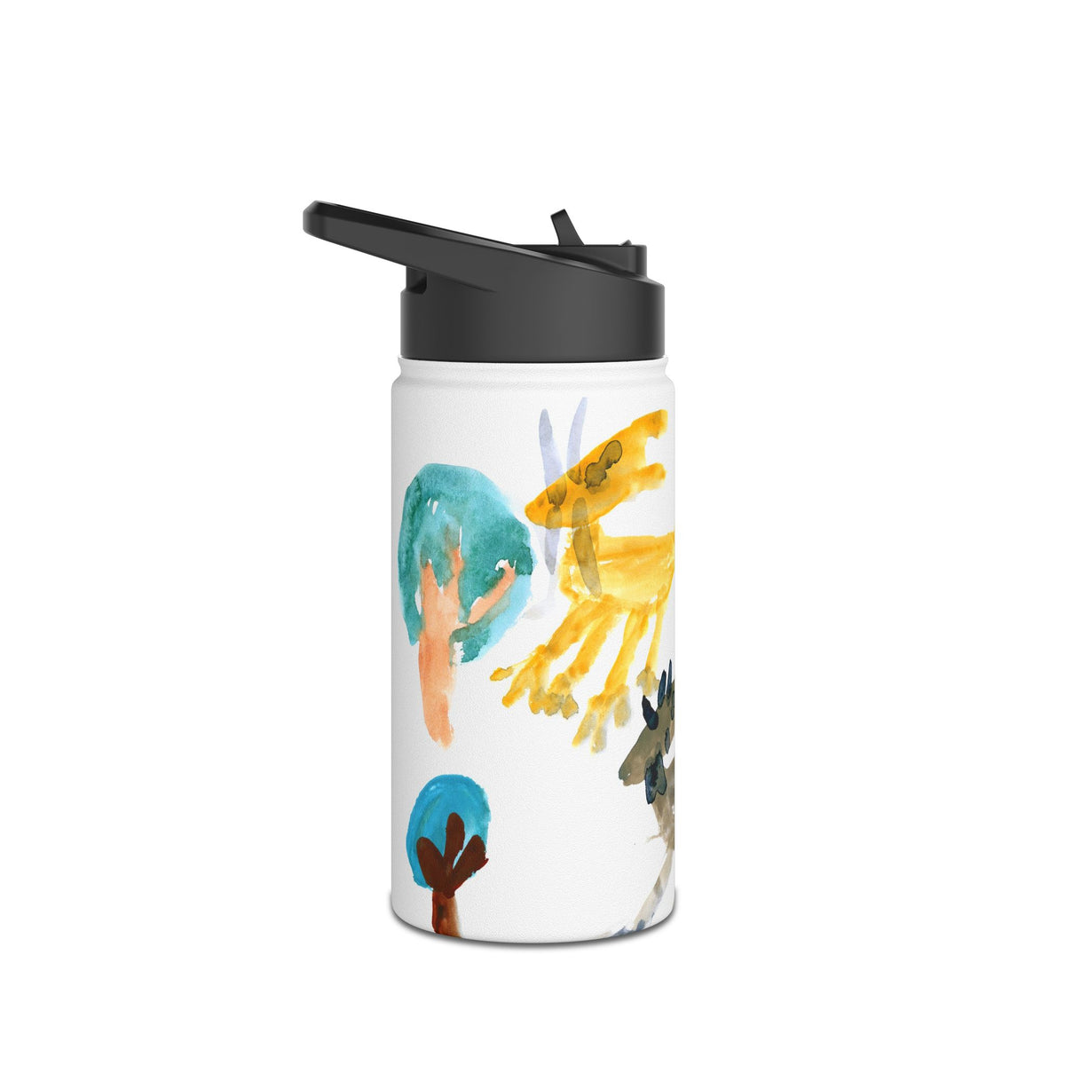"Foxes" Kids' Water Bottle — Hand-Painted Forest Animals Watercolor Stainless Steel Bottle